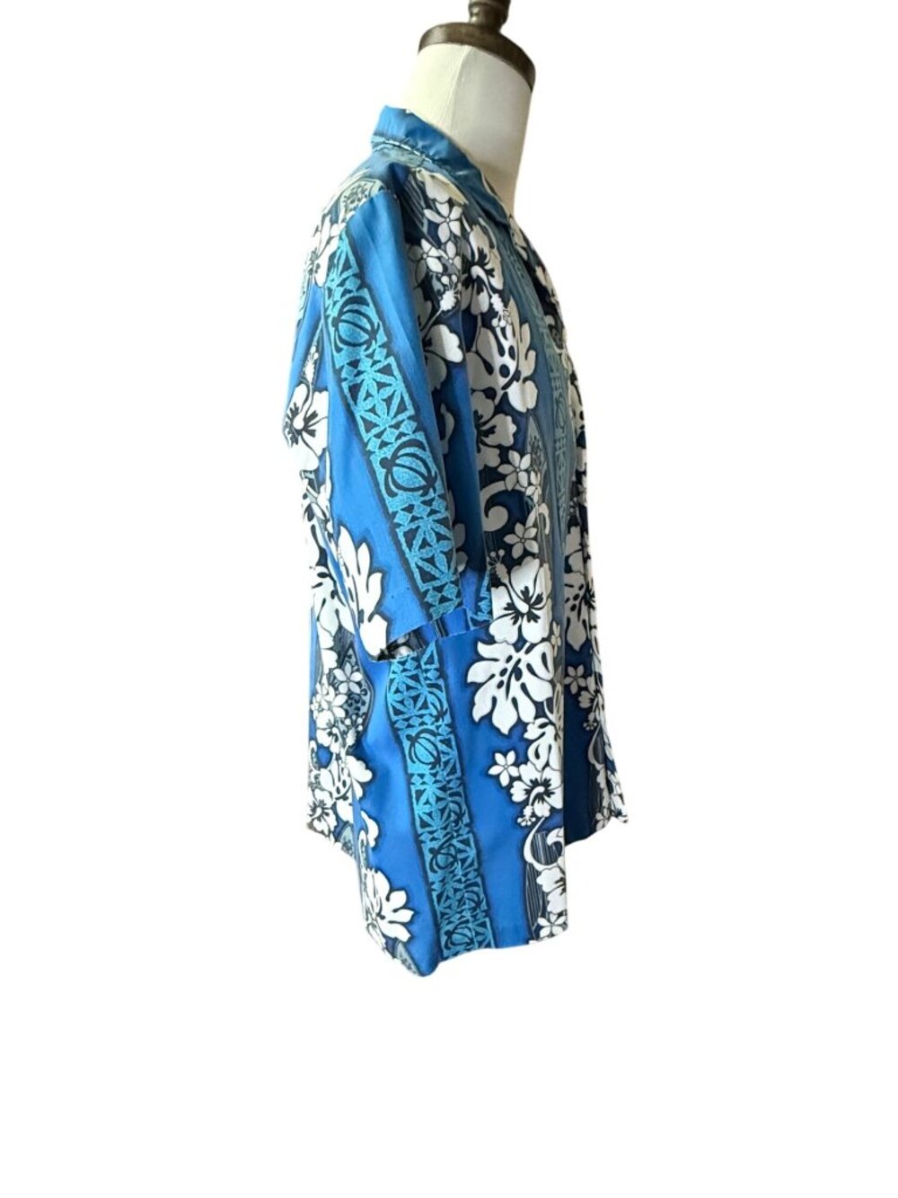 Mens Hawaiian Shirt Vintage Royal Creations Blue Floral Short Sleeve Shirt Large - Picture 13 of 16